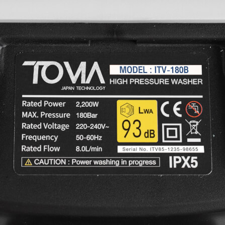 เครื่องฉีดน้ำแรงดันสูง TOMA JAPAN รุ่น ITV-180B 180 บาร์ 2200 วัตต์_5